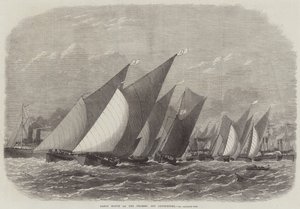 Competencia de barcazas en el Támesis, frente a Greenhithe